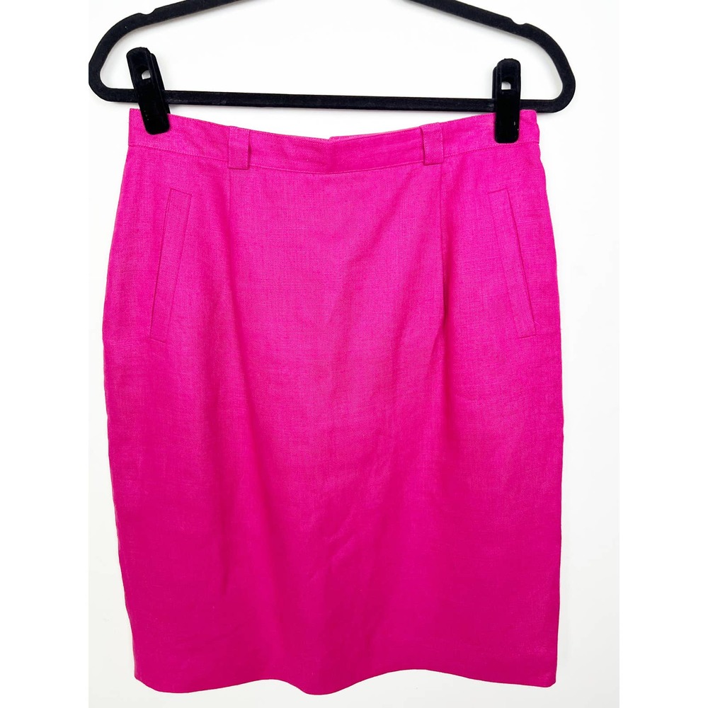 Liz Claiborne Fushia Pink Linen Pencil Skirt Size 12